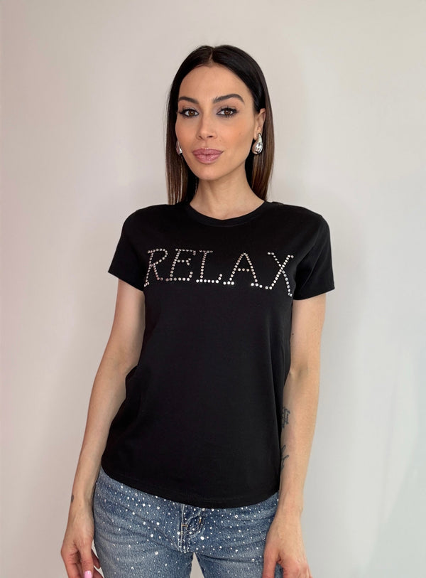 T-shirt RELAX in cotone bianca e nera FEDERICA BI