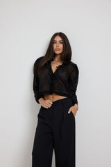 Pantalone nero in cadi FEDERICA BI