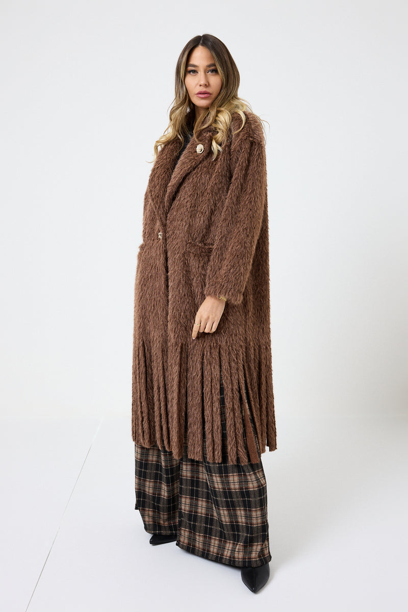 Cappotto lungo con frange FEDERICA BI ( due colori )
