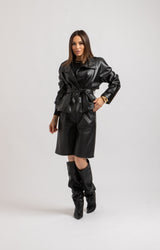 Bermuda in ecopelle nero FEDERICA BI