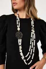 Collana perle e camelia FEDERICA BI