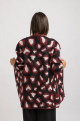 Cardigan animalier bordeaux FEDERICA BI
