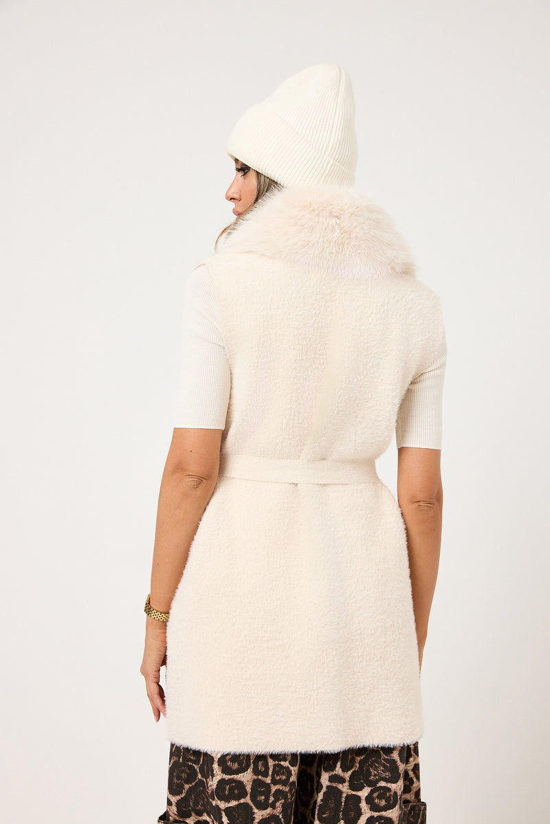 Gilet burro in ciniglia ed ecopelliccia FEDERICA BI