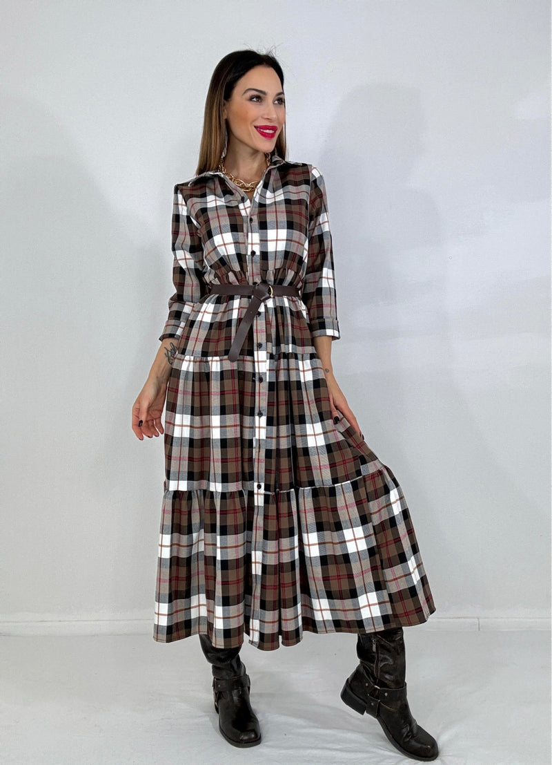 Abito tartan bianco FEDERICA BI