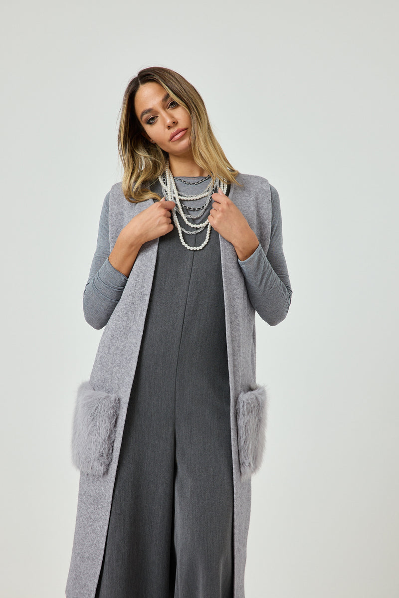 Gilet grigio perla FEDERICA BI