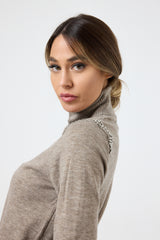 Maglia collo altro cristalli FEDERICA BI ( più colori )