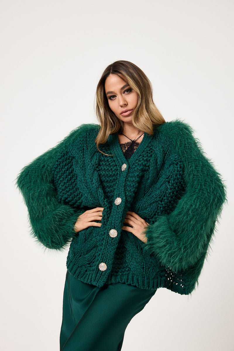 Cardigan treccia e ciniglia FEDERICA BI ( vari colori )