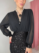 Abito in chiffon e paillettes FEDERICA BI