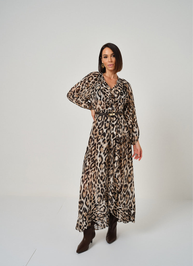 Abito in chiffon stampa animalier macro FEDERICA BI