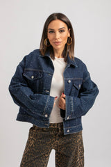 Giacca blu denim cristalli FEDERICA BI