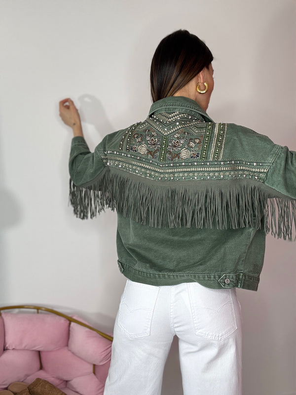 Giacca in denim e frange FEDERICA BI ( vari colori )