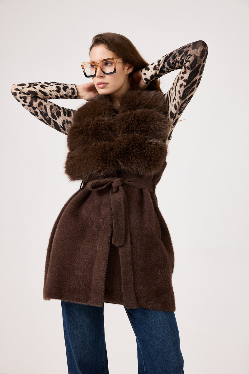 Gilet in ciniglia ed ecopelliccia FEDERICA BI