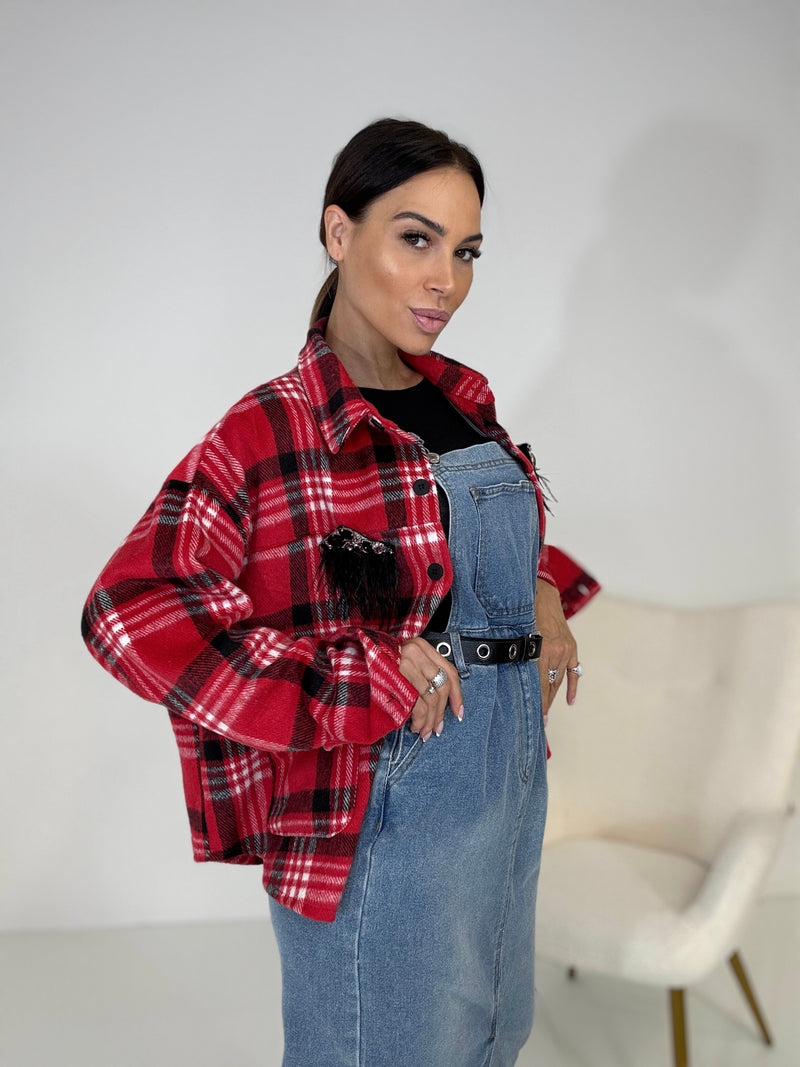 Camicia tartan spilla gioiello FEDERICA BI