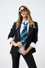 Cravatta in seta blu a quadri FEDERICA BI