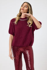Pantalone in paillettes bordeaux FEDERICA BI