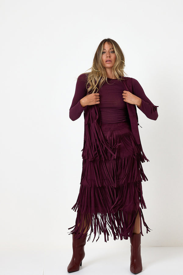 Gonna bordeaux in ecosuede FEDERICA BI