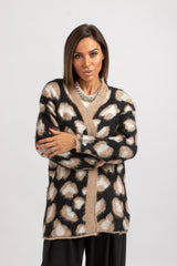 Cardigan animalier beige FEDERICA BI
