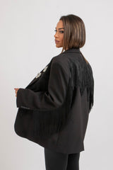 Blazer nero frange FEDERICA BI
