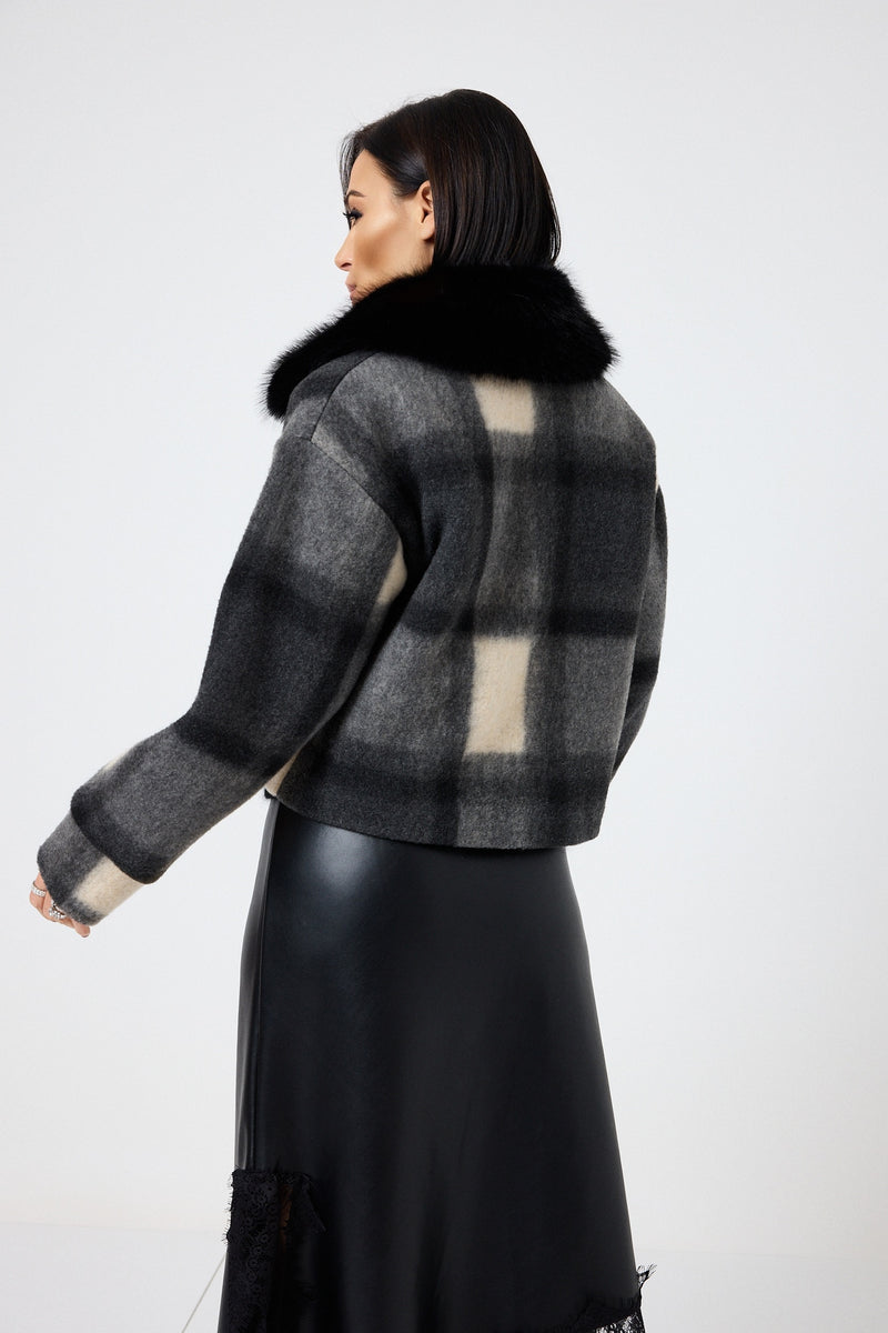 Giacca tartan grigio nero FEDERICA BI