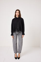 Camicia in cotone e pizzo FEDERICA BI ( bianca e nera )