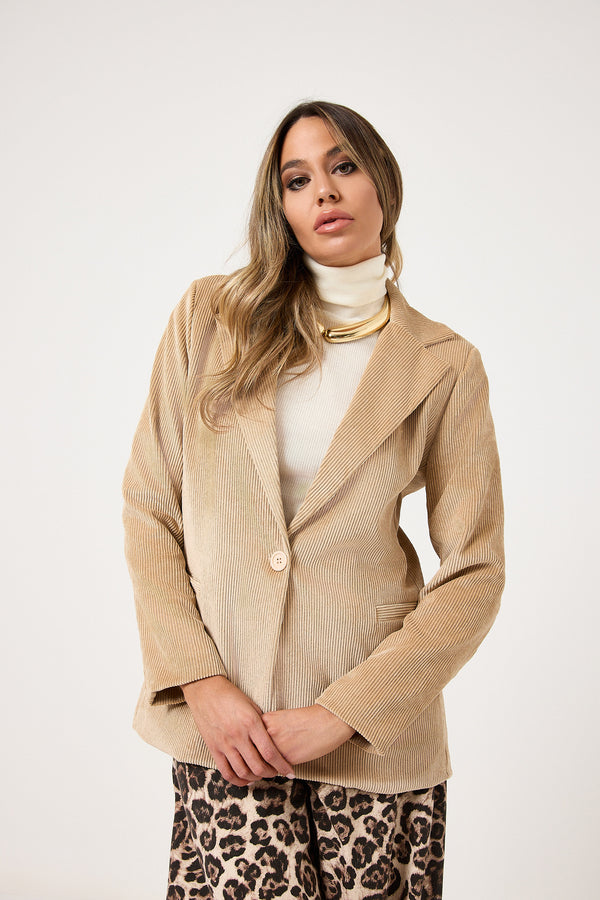 Blazer in velluto beige FEDERICA BI