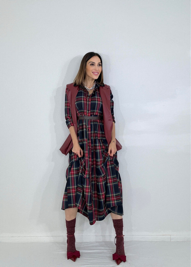 Abito tartan blu FEDERICA BI