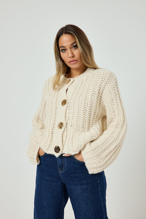 Cardigan bottone oro FEDERICA BI