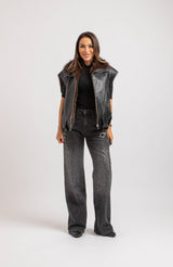 Gilet in pelle ed ecovisone FEDERICA BI