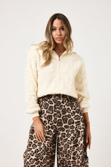 Maglione burro con zip FEDERICA BI