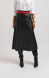 Gonna midi in ecopelle nera FEDERICA BI