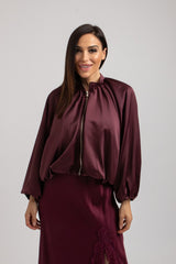 Giacchina FEDERICA BI in raso bordeaux