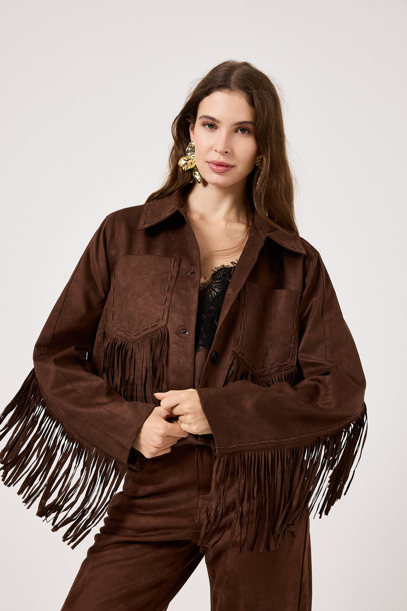 Giacca in ecosuede marrone FEDERICA BI