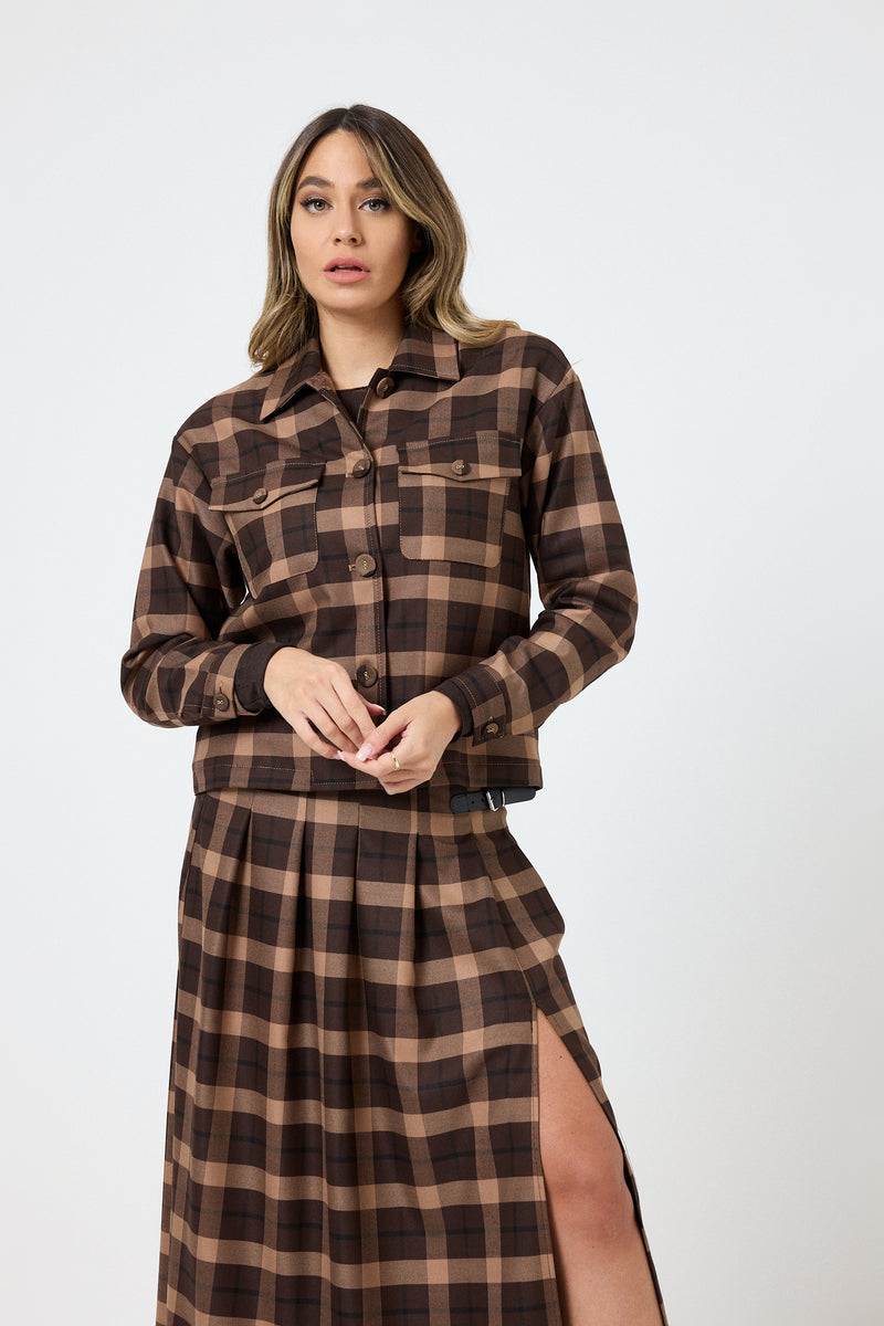 Giacca tartan marrone FEDERICA BI