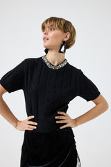 Maglia treccia cristalli FEDERICA BI