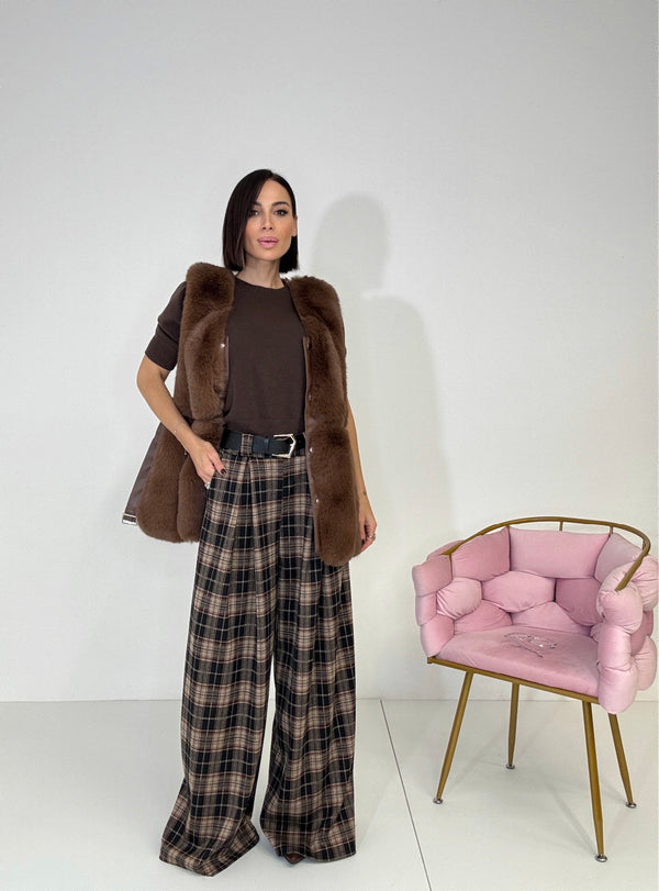Pantalone tartan a palazzo FEDERICA BI