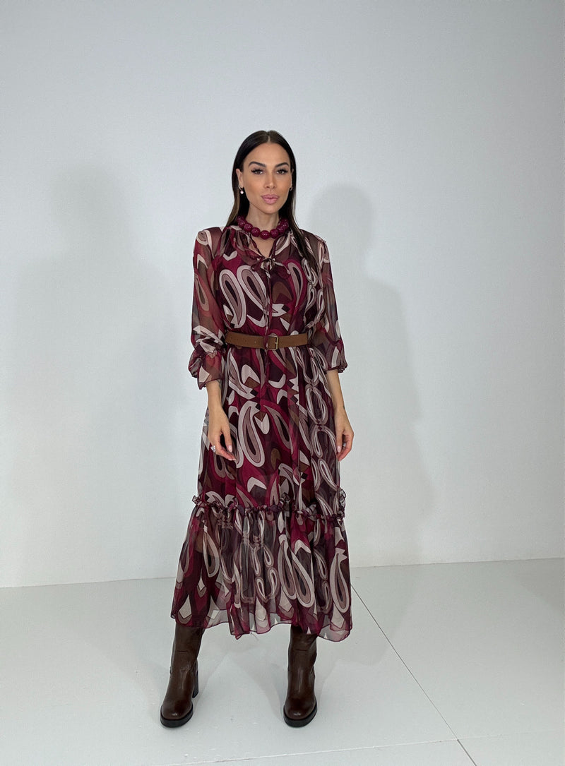 Abito in chiffon bordeaux FEDERICA BI