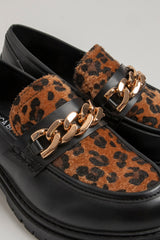 Mocassino nero LEOPARD FEDERICA BI