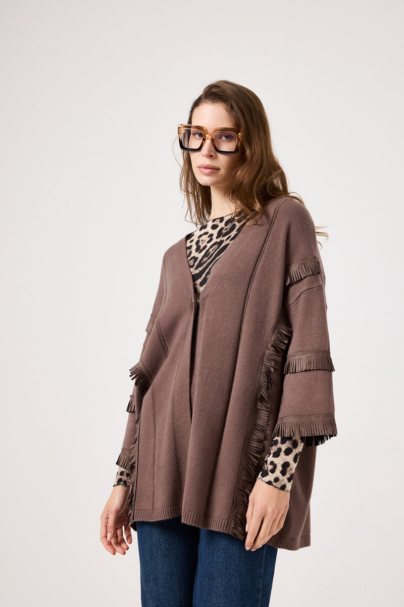 Cardigan frange in ecosuede FEDERICA BI