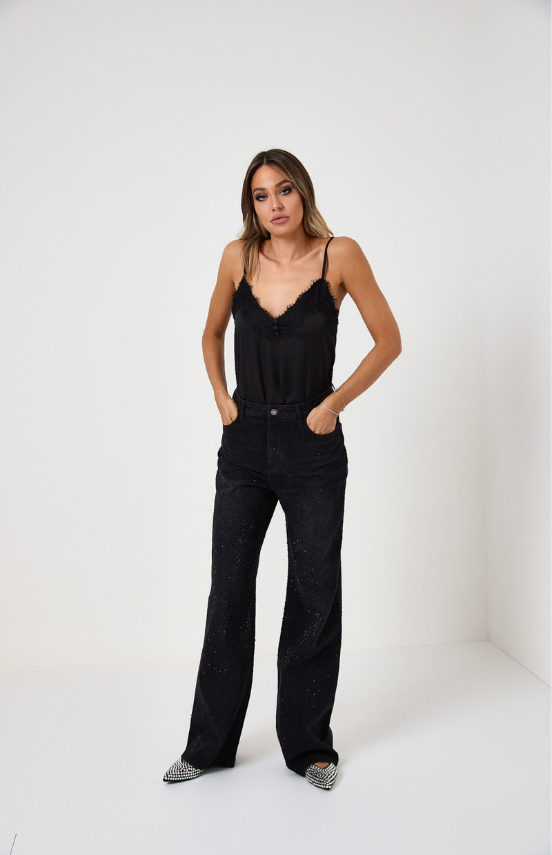 Denim nero cristalli FEDERICA BI