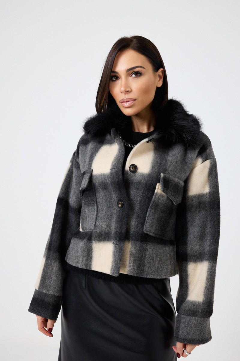Giacca tartan grigio nero FEDERICA BI