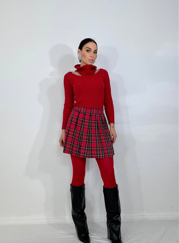 Gonna tartan rosso FEDERICA BI