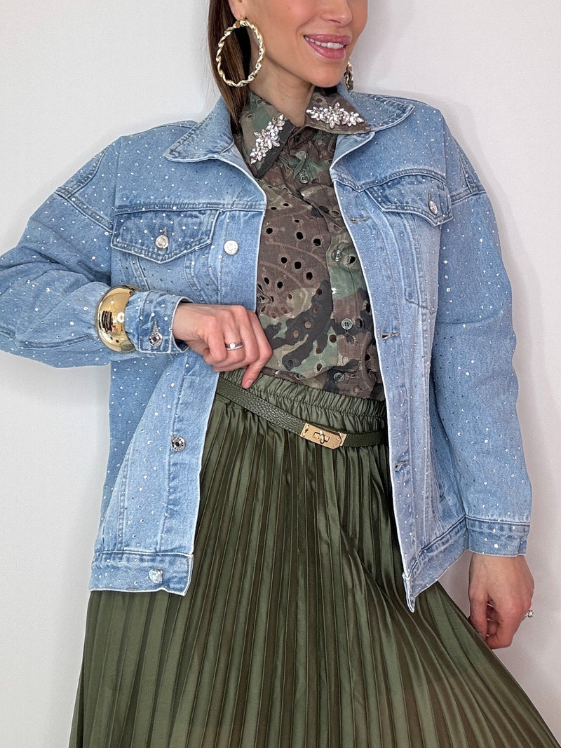 Giacca in denim e cristalli FEDERICA BI