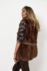 Gilet in ecopelliccia marrone FEDERICA BI