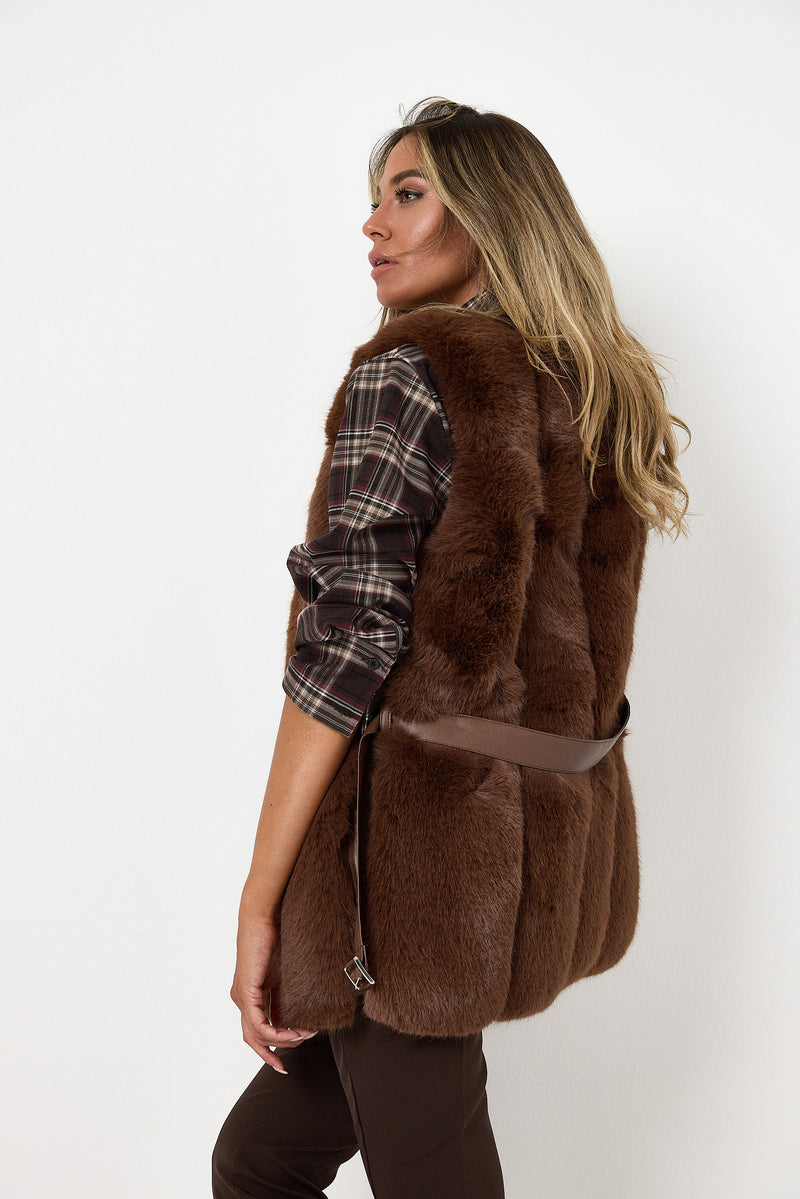 Gilet in ecopelliccia marrone FEDERICA BI