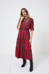 Abito tartan rosso FEDERICA BI