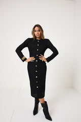 Abito midi bottoni oro FEDERICA BI ( vari colori )