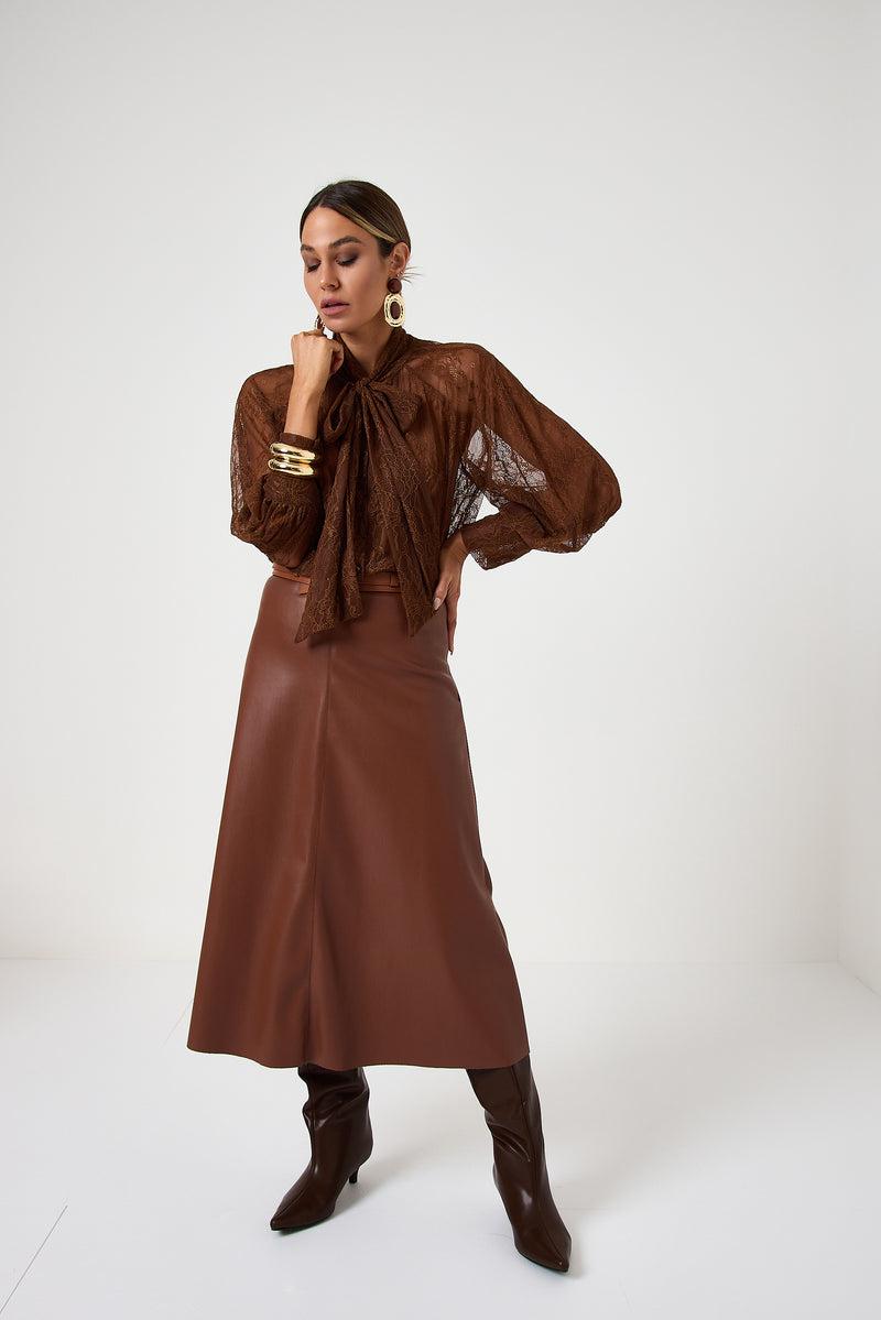 Gonna in similpelle coccio FEDERICA BI