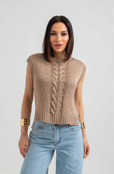 Gilet in maglia treccia FEDERICA BI (piu’ colori)
