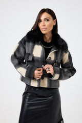 Giacca tartan grigio nero FEDERICA BI