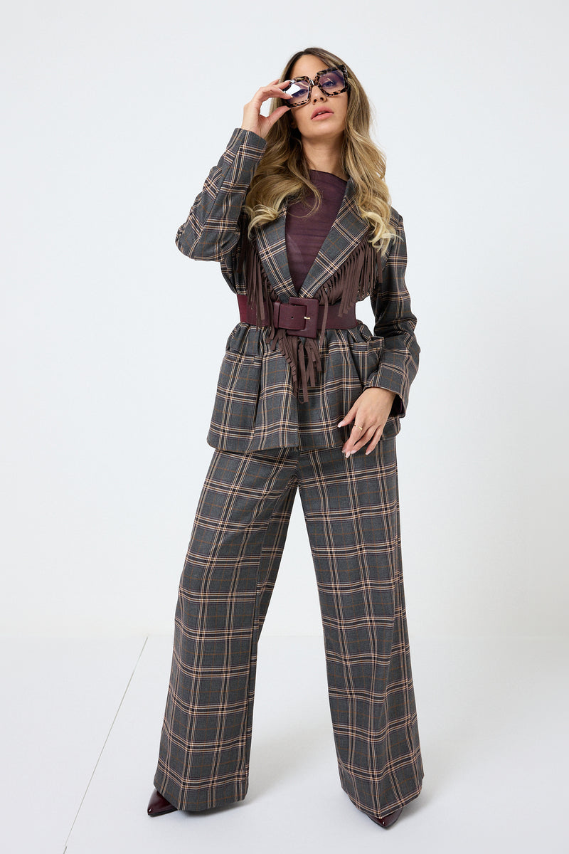 Pantalone tartan grigio FEDERICA BI